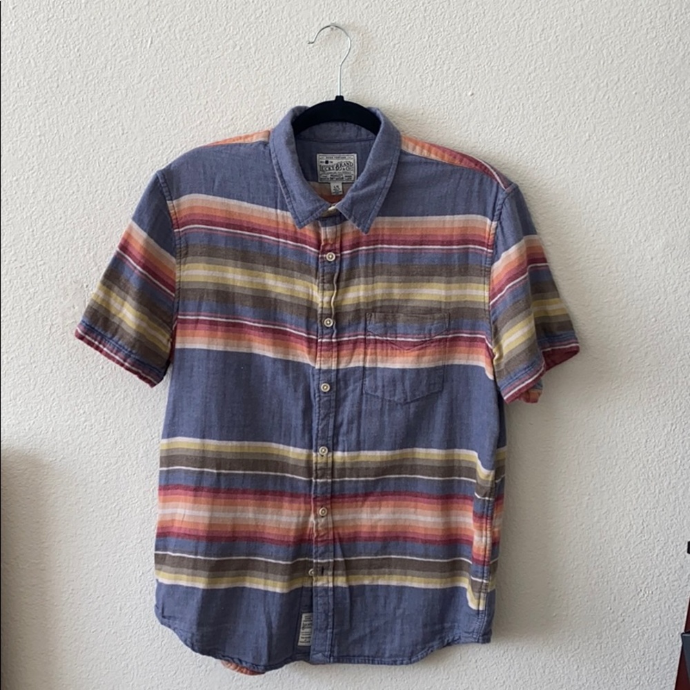Lucky Brand men’s striped button down shirt size L